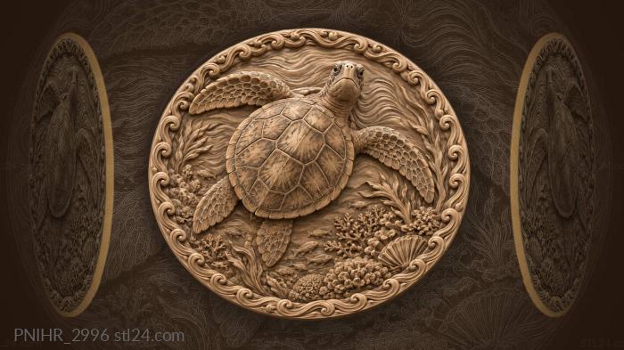 Majestic sea turtle ocean waves 3d STL model