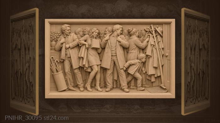 Woman slips from coat gripping gift bag 3d STL model