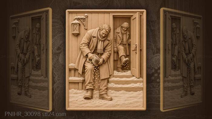 Visitor shakes off snow past the threshold 3d STL model