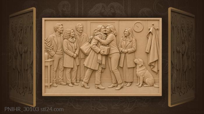 Friends reunite at the doorway 3d STL model
