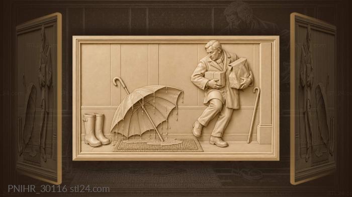 Forgotten umbrella drips onto the doormat 3d STL model