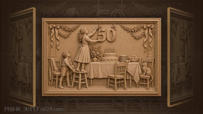 Birthday helper straightens swinging fifty sign 3d STL model