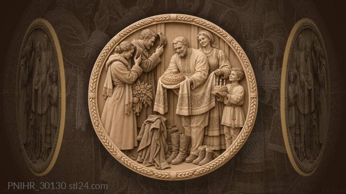 Host welcomes guests with bread and salt 3d STL model