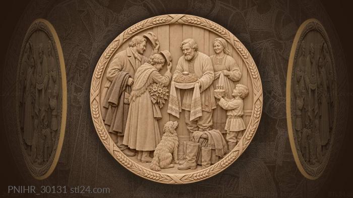 Boy offers guests a candlelit cake 3d STL model