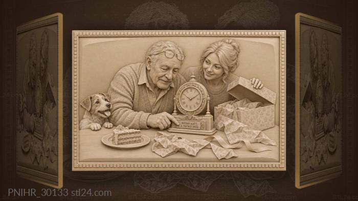 Gift clock with its dedication plate 3d STL model