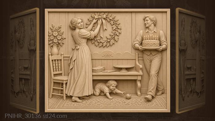 Welcoming guests with cake and flowers 3d STL model