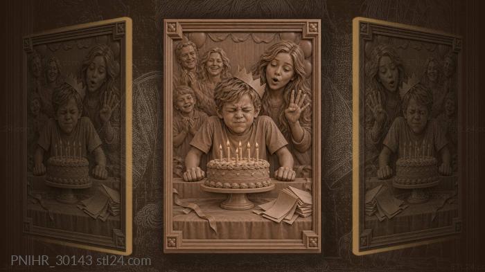 Birthday wish burning candles sister 3d STL model