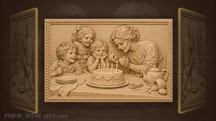 Mother lights the last stubborn candle 3d STL model