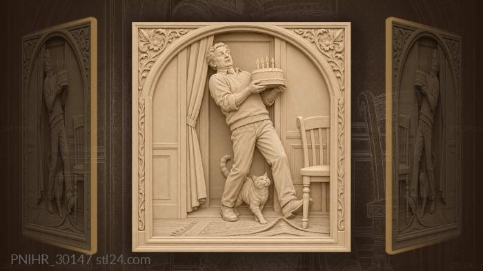 Cake bearer sidesteps a prowling cat 3d STL model