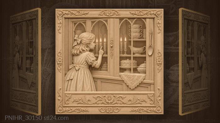 Girl counting flames by glass 3d STL model