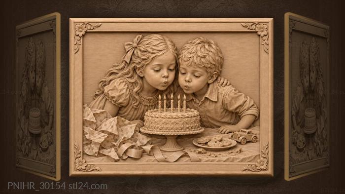 Birthday wishes little siblings joy 3d STL model