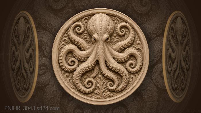 Octopus with circular patterned tentacles 3d STL model
