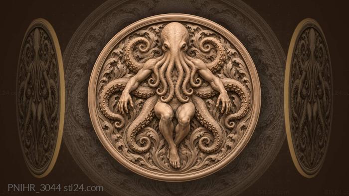 Octopus amidst swirling ocean life 3d STL model