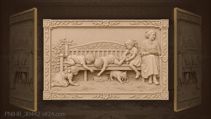 Playful mischief under garden seat 3d STL model