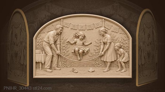 Jumping girl festive yard scene 3d STL model