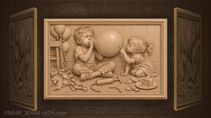 Boy with balloon joyful moment 3d STL model