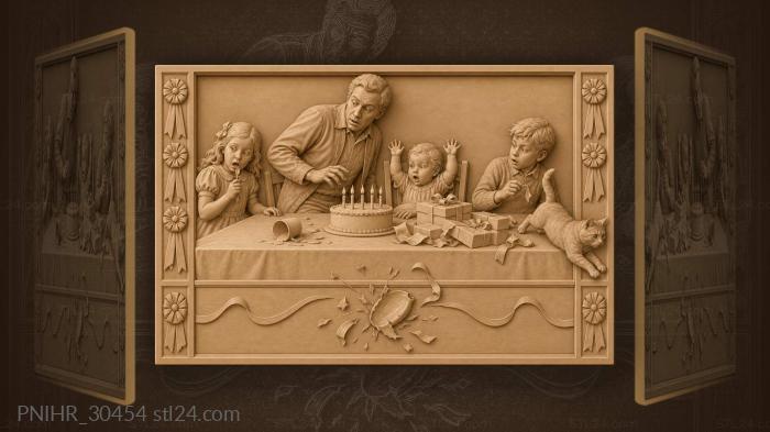 Burst balloon startles the whole table 3d STL model