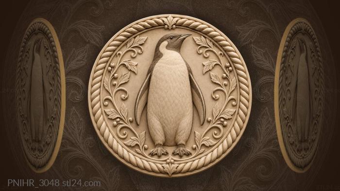 Charming penguin with leafy frame 3d STL model