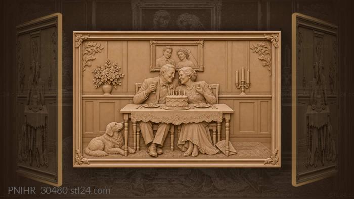 Golden wedding anniversary loving couple toast 3d STL model
