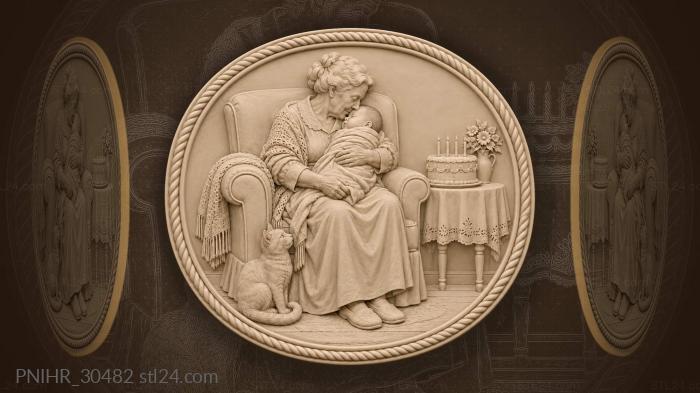 Grandmother’s love four generations together 3d STL model