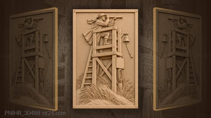 Watchman on coastal lookout tower 3d STL model