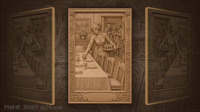 Welcoming guests setting a festive table 3d STL model