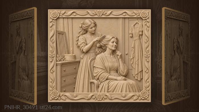 Birthday preparations bring grandma and granddaughter together 3d STL model