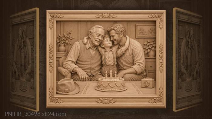 Generations lean together for one portrait 3d STL model