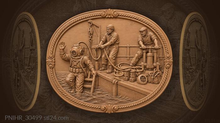 Deep sea diver preparing descent 3d STL model