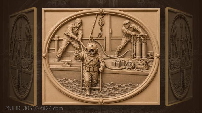 Deep sea diver descending air pump 3d STL model