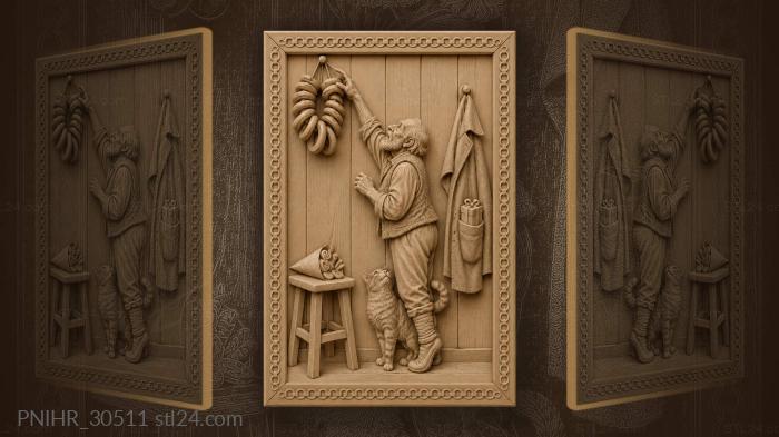 Bagels, old man, and cat 3d STL model