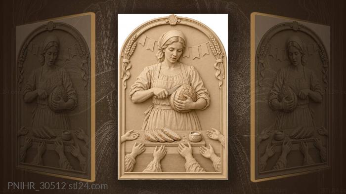 Bread cutting a homely scene 3d STL model
