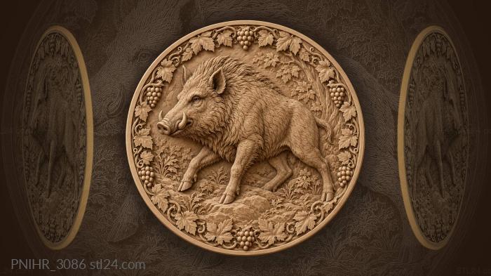 Boar striding over undulating ground 3d STL model
