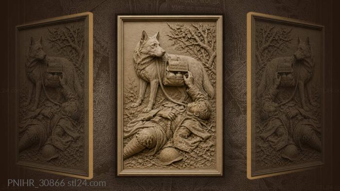Faithful friend at wounded soldiers side 3d STL model