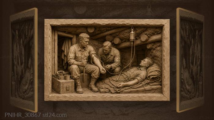 Medics perform transfusion inside dugout 3d STL model