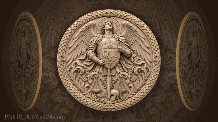 Winged warrior with shield above scales 3d STL model