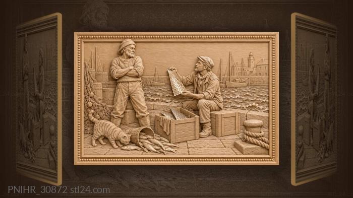 Trader fisherman scales harbor cat 3d STL model