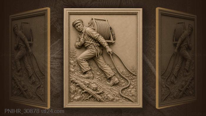 Signalman unspools cable uphill 3d STL model