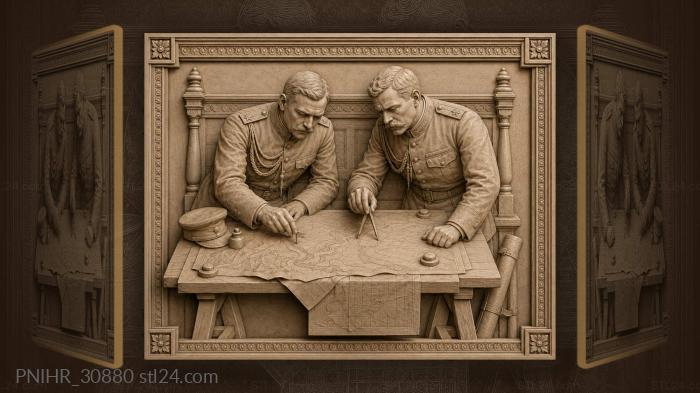 Staff officers plot the campaign together 3d STL model