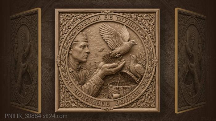 Pigeon with message flying upwards 3d STL model