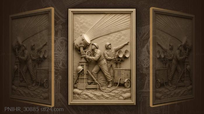 Searchlight crew tracking enemy aircraft 3d STL model