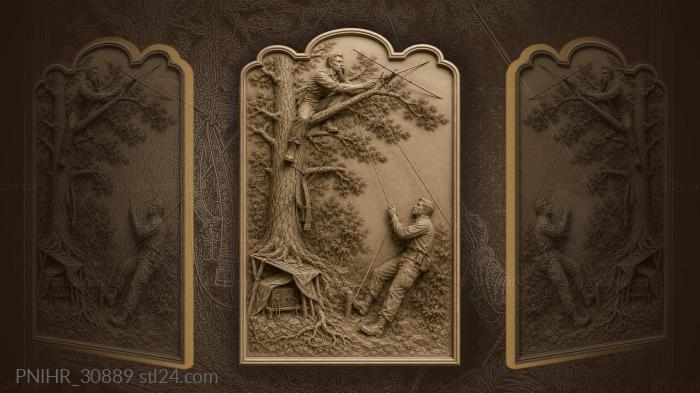 Soldier installing radio antenna in pines 3d STL model