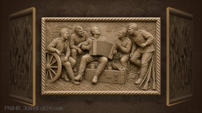 Accordion player on an ammunition crate 3d STL model
