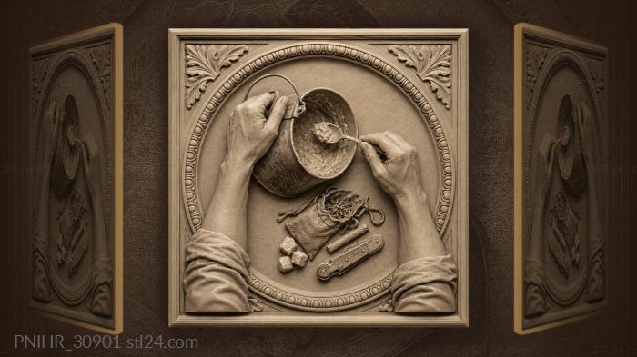 Spoon lifts porridge beneath the morning motto 3d STL model