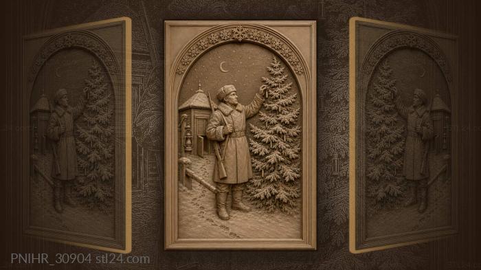 Soldier hangs cartridge on midnight fir 3d STL model