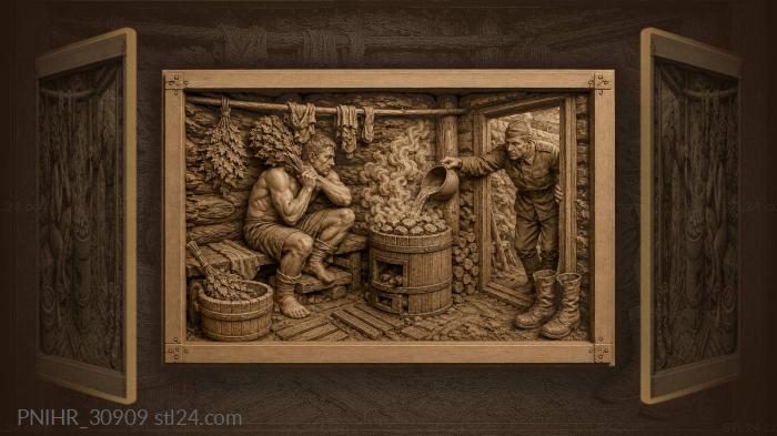 Soldier in field bathhouse steam 3d STL model