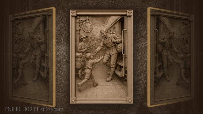 Returning soldier reaches for the running child 3d STL model