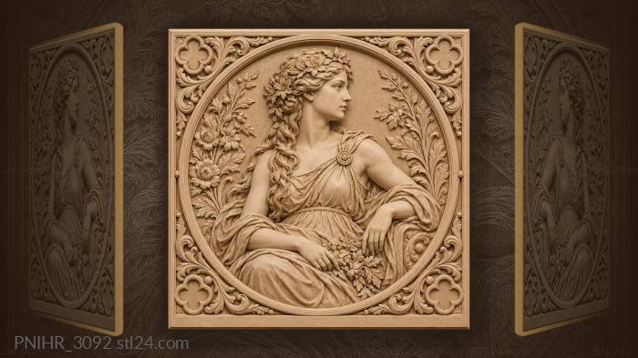 Wreath and brooch in a roundel 3d STL model