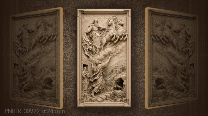 Elijah ascends in fiery chariot 3d STL model