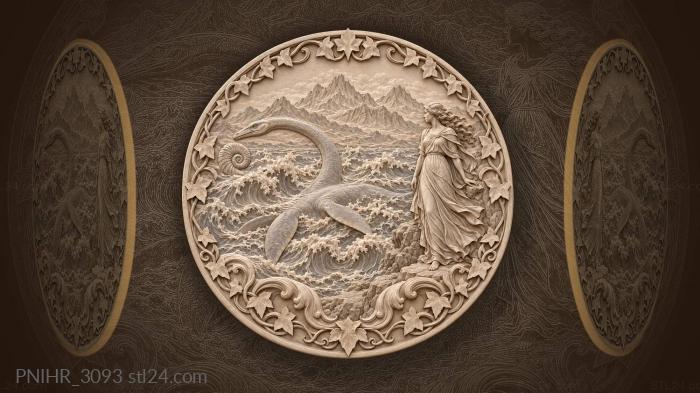 Plesiosaur by stormy sea waves 3d STL model